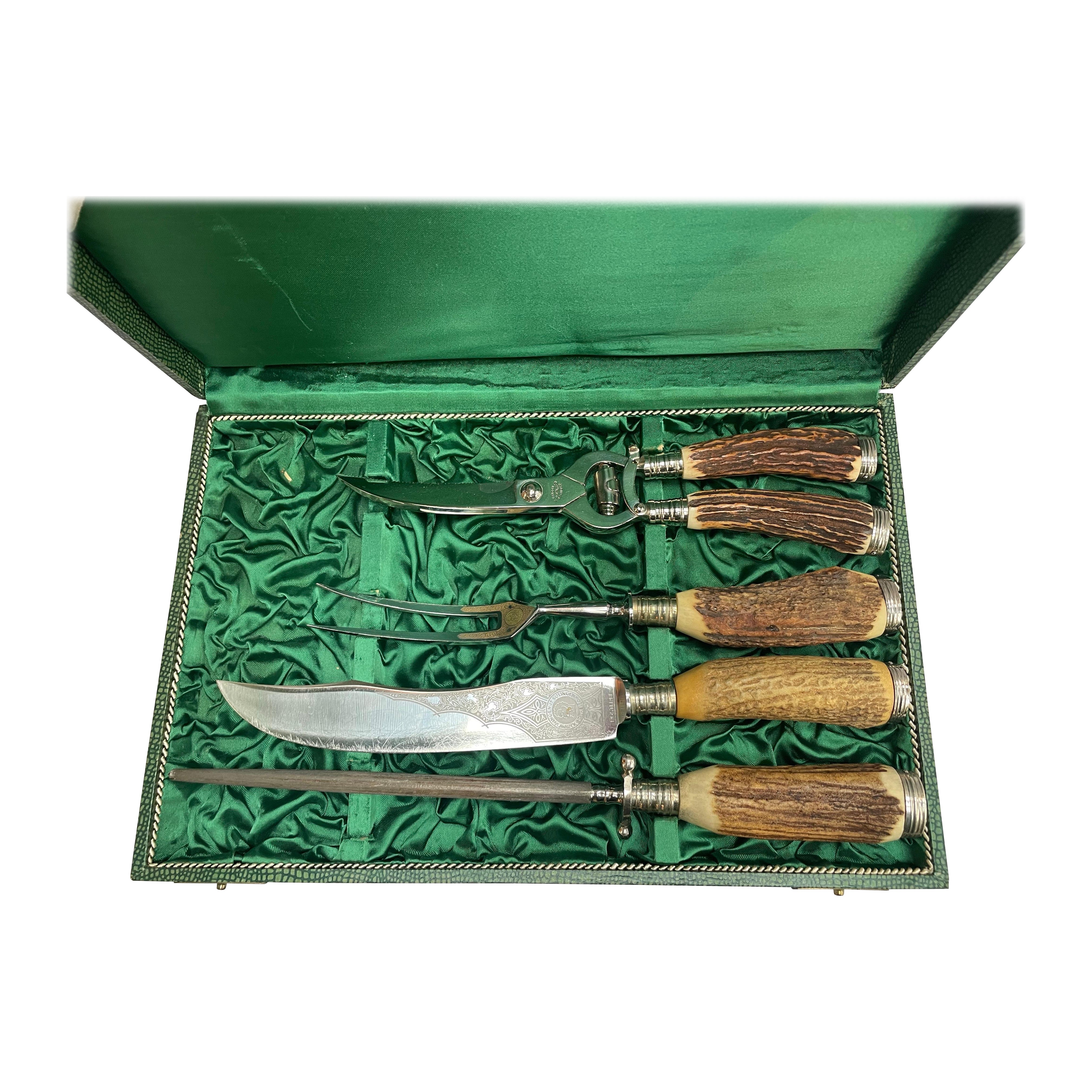 Othello Solingen Hirschgeweih-Schnitzset im Original-Etui, Deutschland
