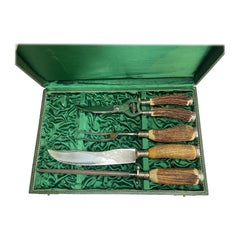 Othello Solingen Stag Antler Carving Set in Original Fitted Case, Germany