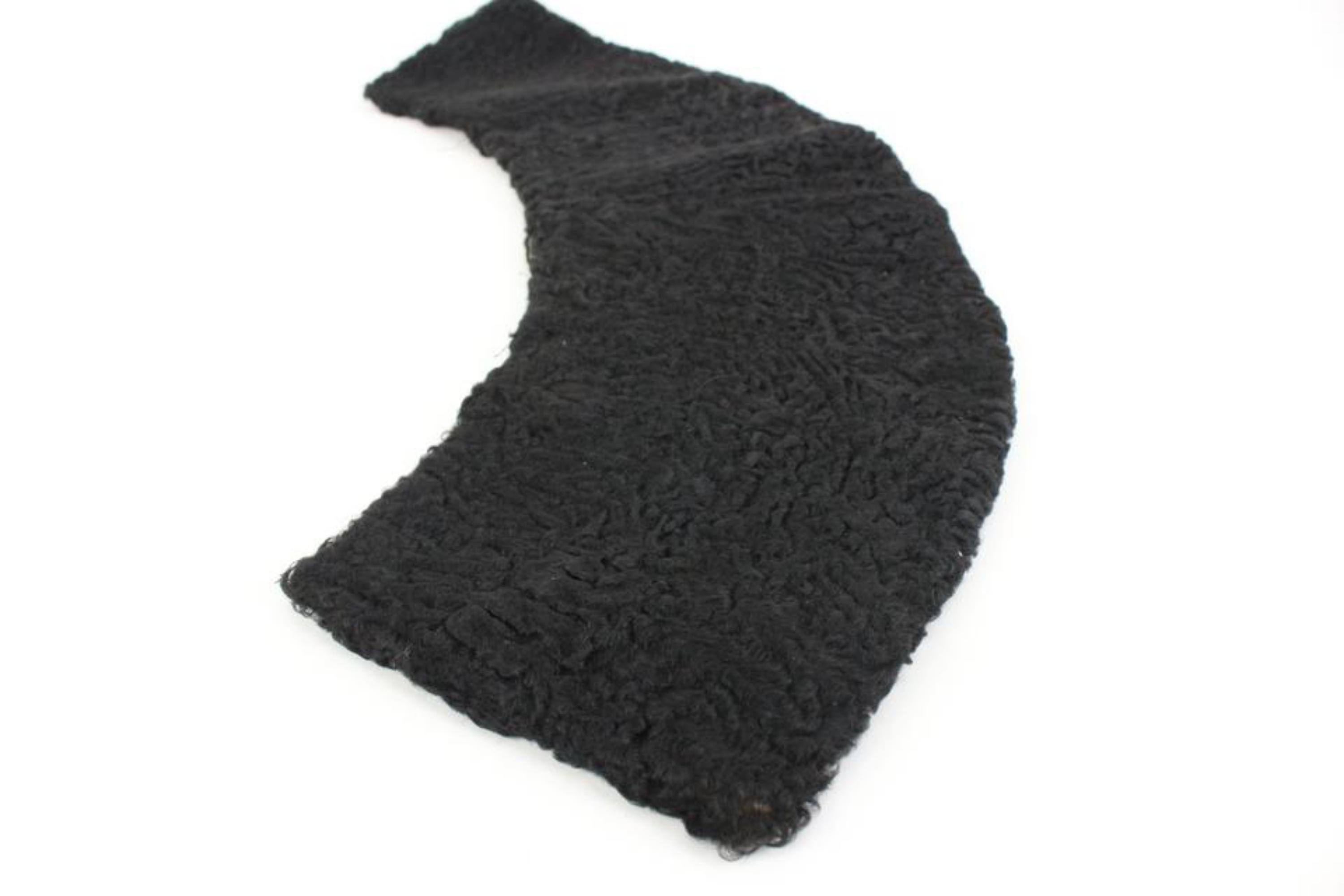 Other Black Astrakhan Fur Scarf Wrap Stole 14ot412s In Good Condition For Sale In Dix hills, NY