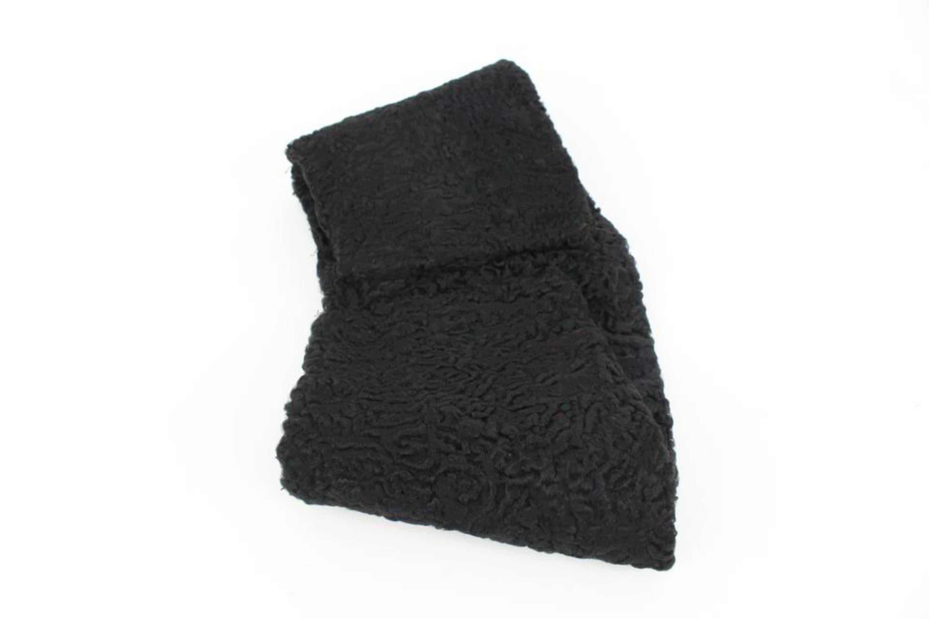 Other Black Astrakhan Fur Scarf Wrap Stole 14ot412s For Sale 1