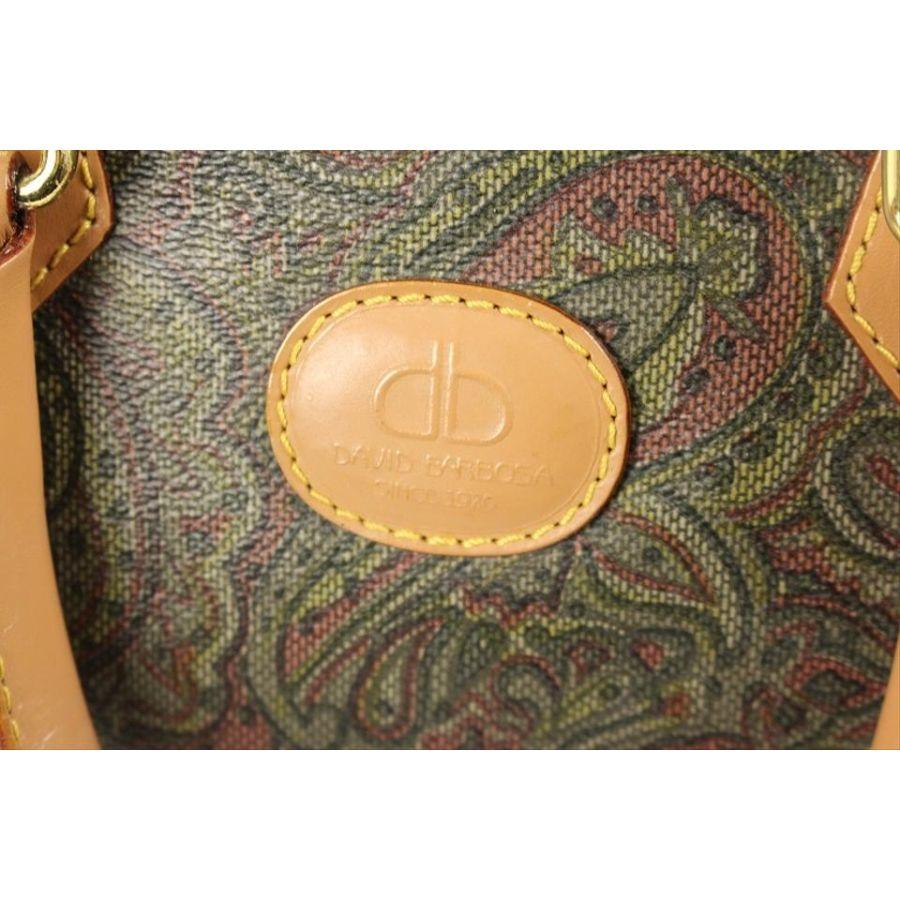 Other David Barbosa Green Paisley Boston Bag 21M719 In Good Condition For Sale In Dix hills, NY