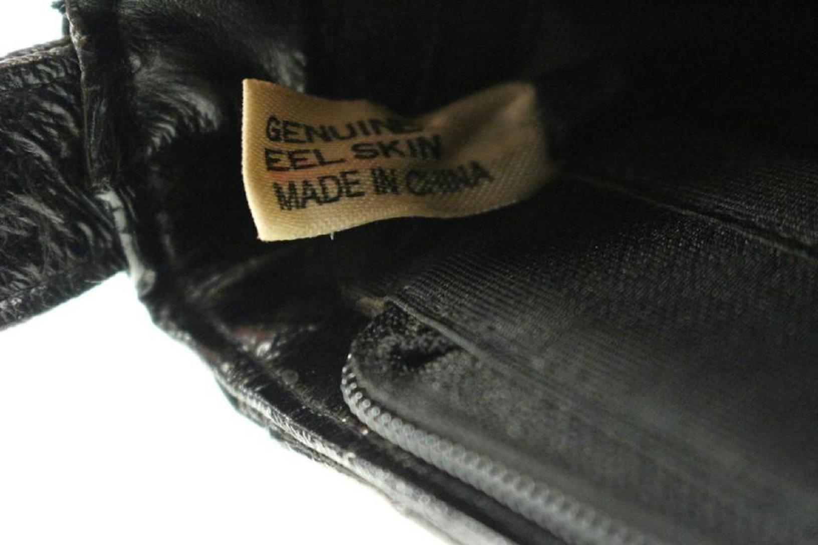 Other Lsslm1 Black Eel Skin Leather Shoulder Bag In Good Condition In Dix hills, NY
