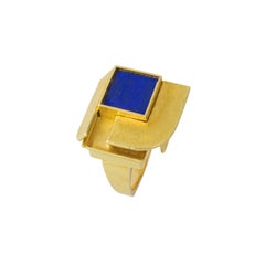 Anillo modernista de lapislázuli y oro Othmar Zschaler