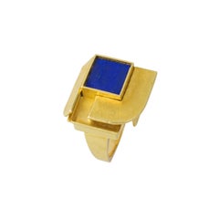 Othmar Zschaler Lapis Lazuli and Gold Modernist Ring