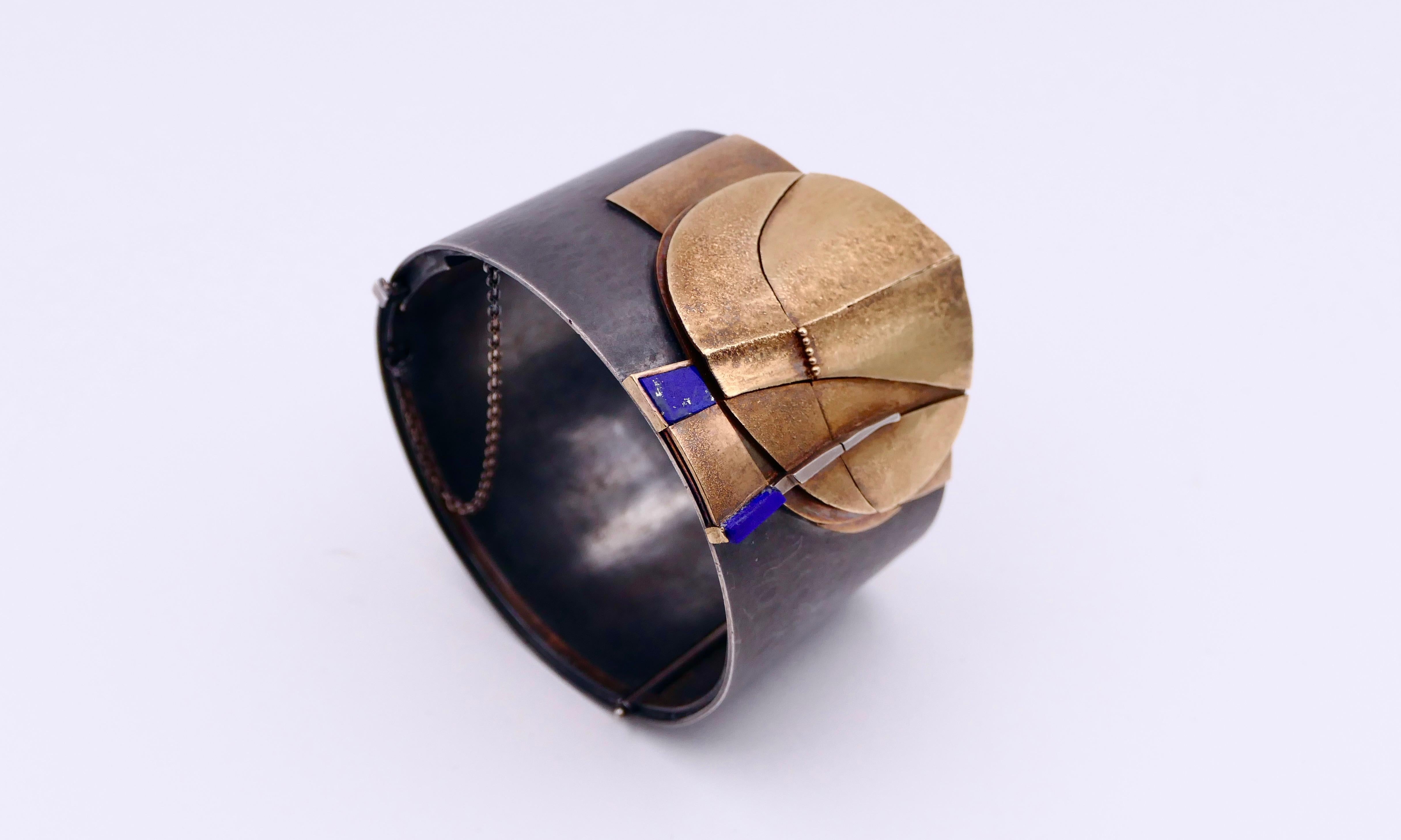 Othmar ZSCHALER modernist cuff bracelet 1970' In Good Condition For Sale In Bruxelles, BE
