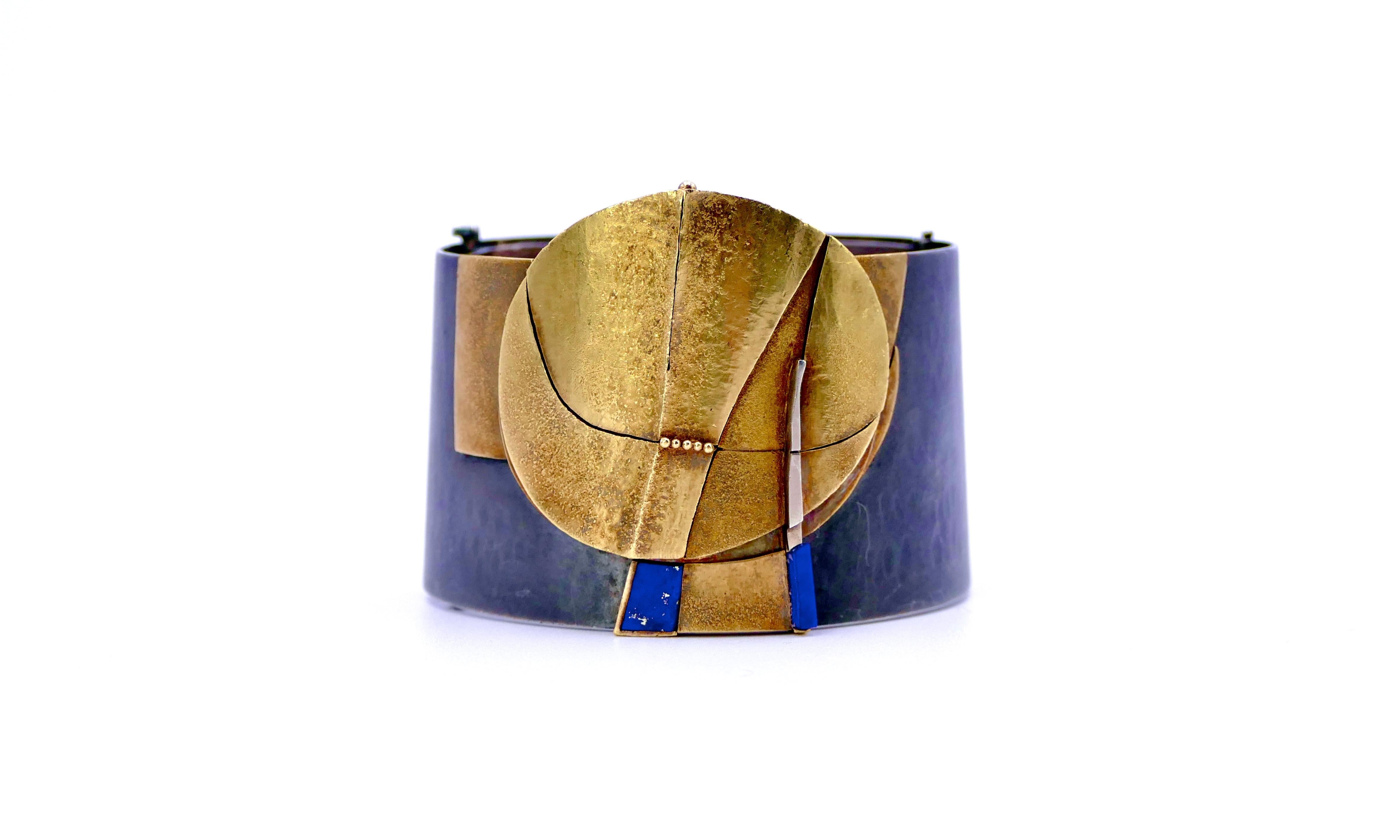 Othmar ZSCHALER modernist cuff bracelet 1970' For Sale 1