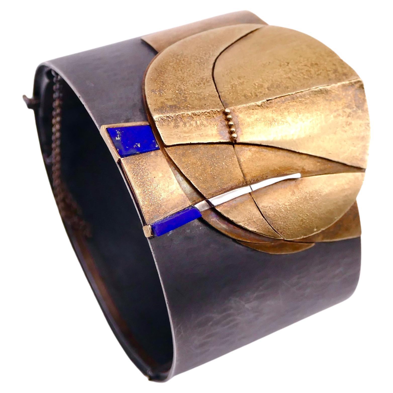 Othmar ZSCHALER modernist cuff bracelet 1970' For Sale