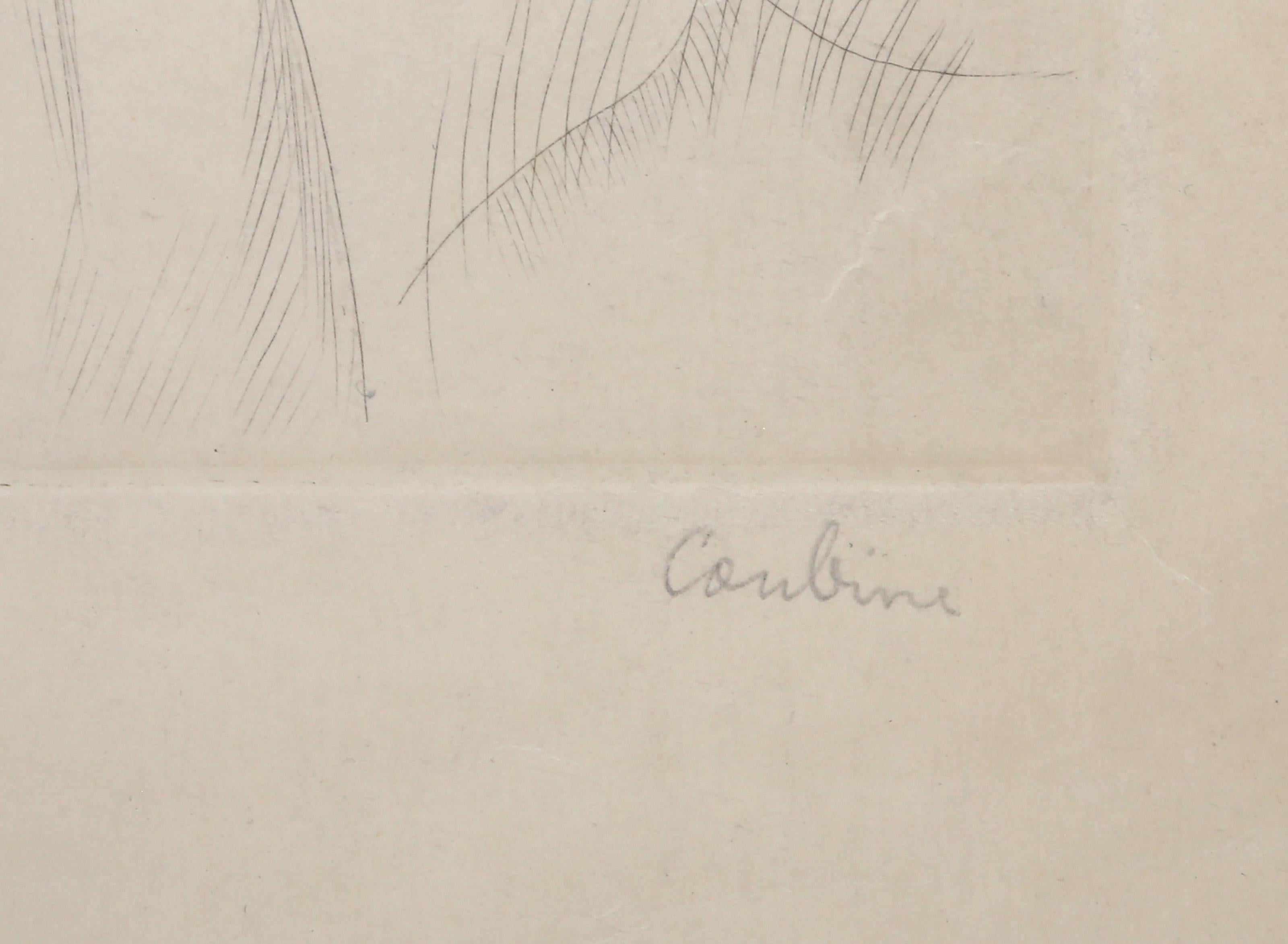 La Encajera, Aguafuerte Retrato Moderno firmado por Othon Coubine en venta 3