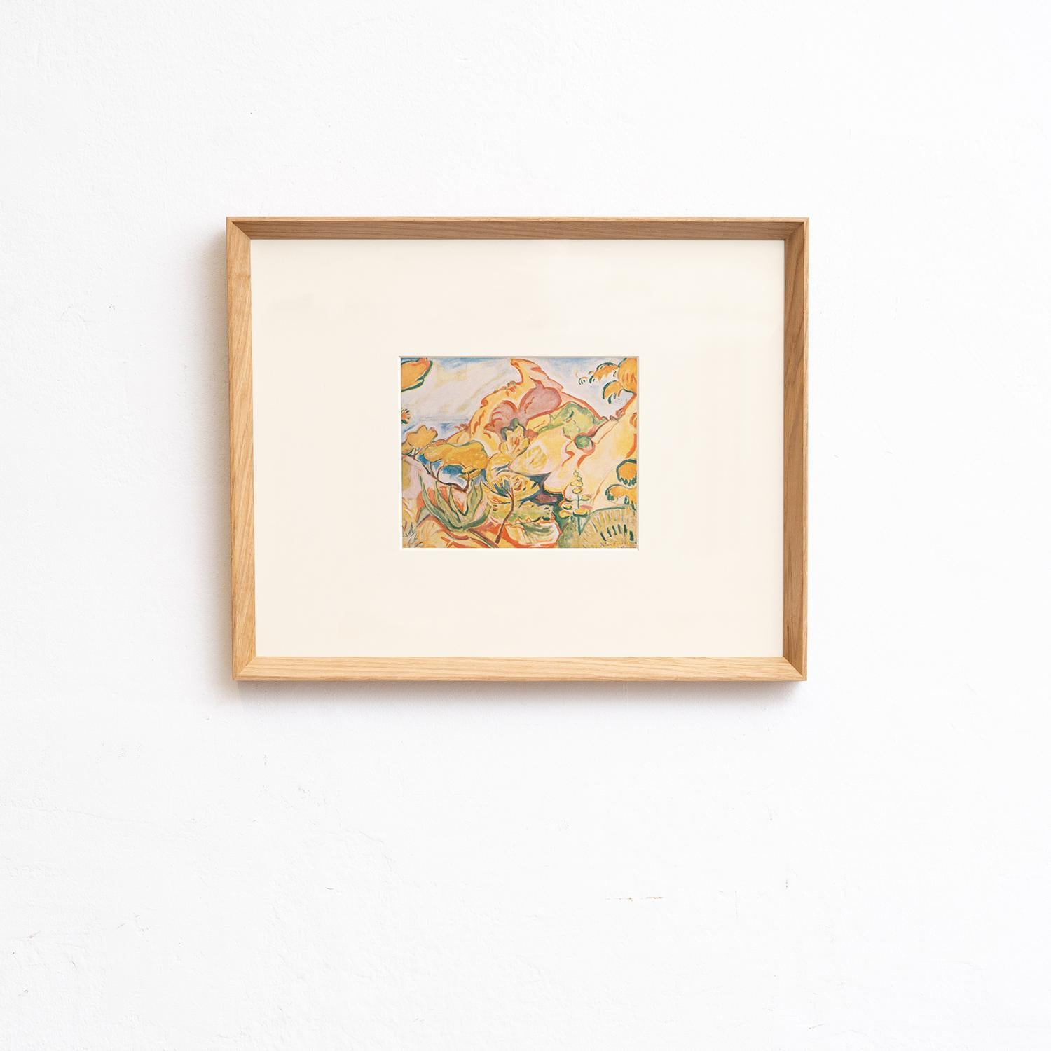Erleben Sie die energiegeladene Kunst von Othon Friesz mit diesem exquisiten Farbklischee-Druck, der 1948 von Editions du Chêne in Paris, Frankreich, sorgfältig herausgegeben wurde. In einem Massivholzrahmen mit einer Höhe von 54 cm, einer Breite
