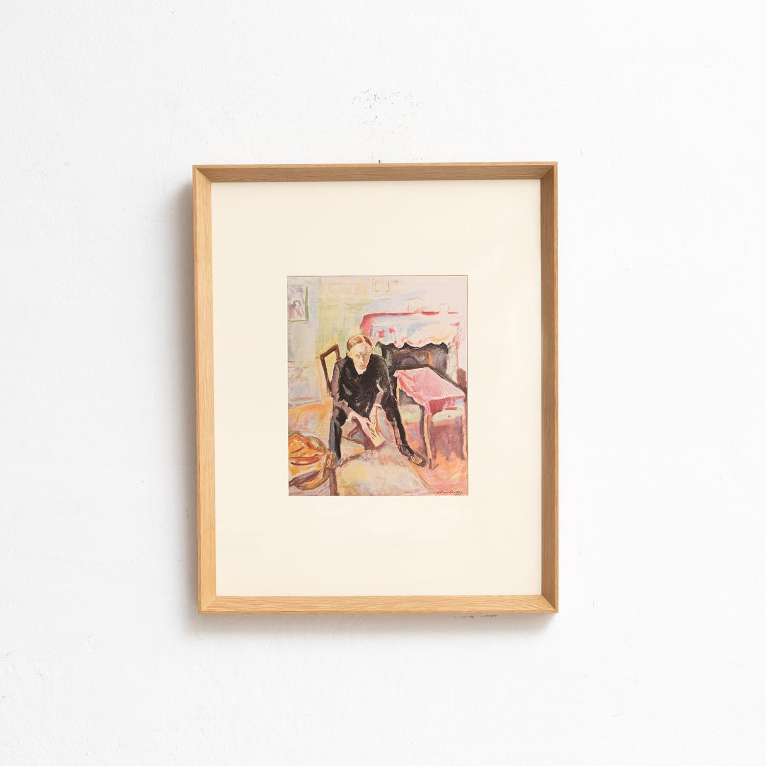 Erleben Sie die energiegeladene Kunst von Othon Friesz mit diesem exquisiten Farbklischee-Druck, der 1948 von Editions du Chêne in Paris, Frankreich, sorgfältig herausgegeben wurde. In einem Massivholzrahmen mit einer Höhe von 54 cm, einer Breite