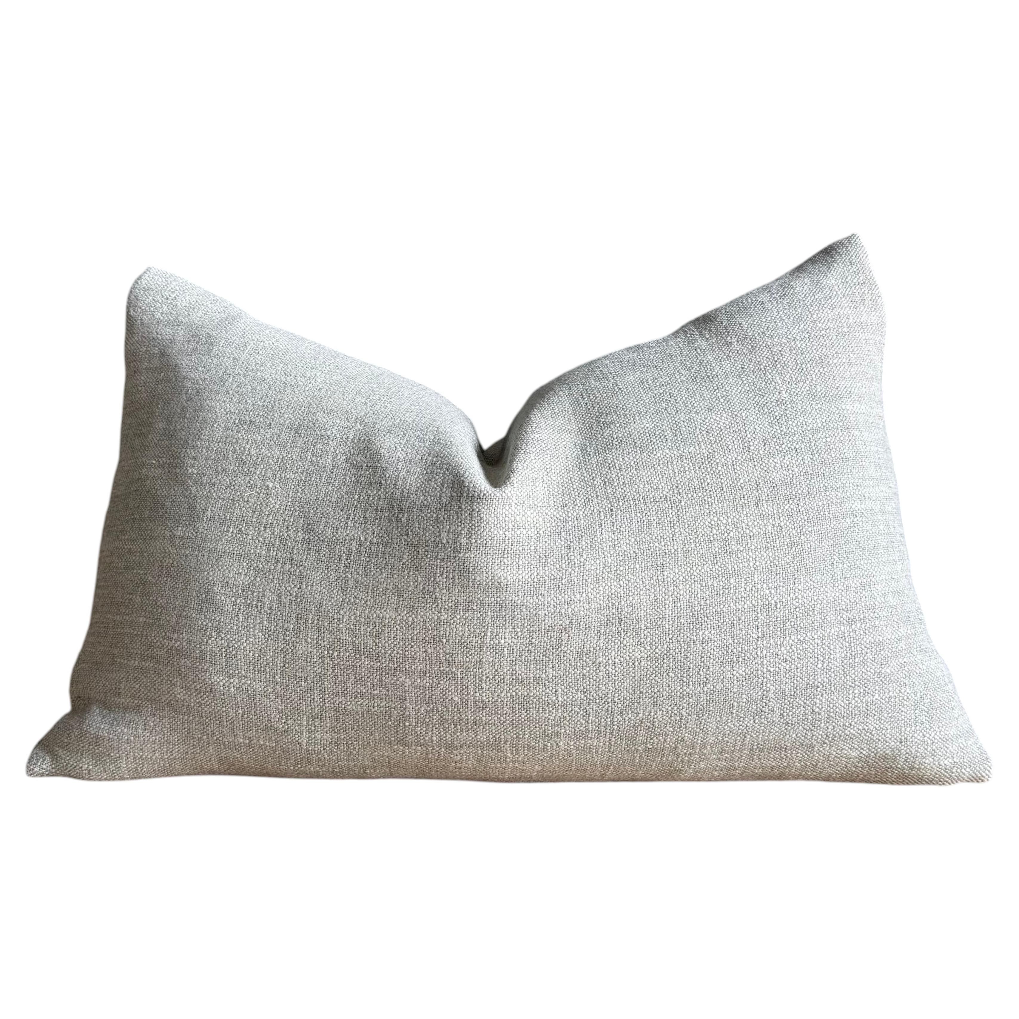 Otis Belgian Linen Lumbar in Greige 15 x 25 with Down Insert