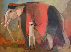 "ELEPHANT OF MYSORE" OTIS DOZIER MODERN DATE 1959 TEXAS ARTIST