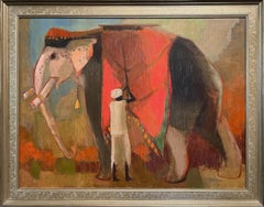 Vintage "ELEPHANT OF MYSORE" OTIS DOZIER MODERN DATE 1959 TEXAS ARTIST
