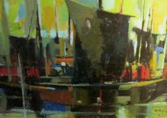 "GREEN BOATS" OTIS DOZIER 1960 MCM ABSTRACT MID CENTURY MODERN