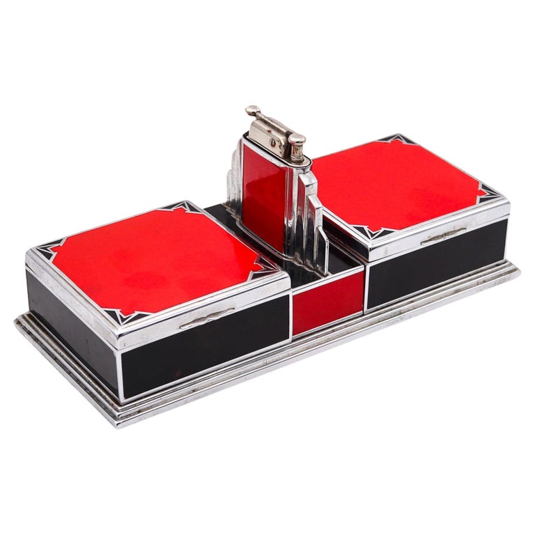 elvis presley cigarette case Otis Elgin Craft 1928 Art Deco Desk Cigarette Box And Lighter In Lacquered  Steel at 1stDibs