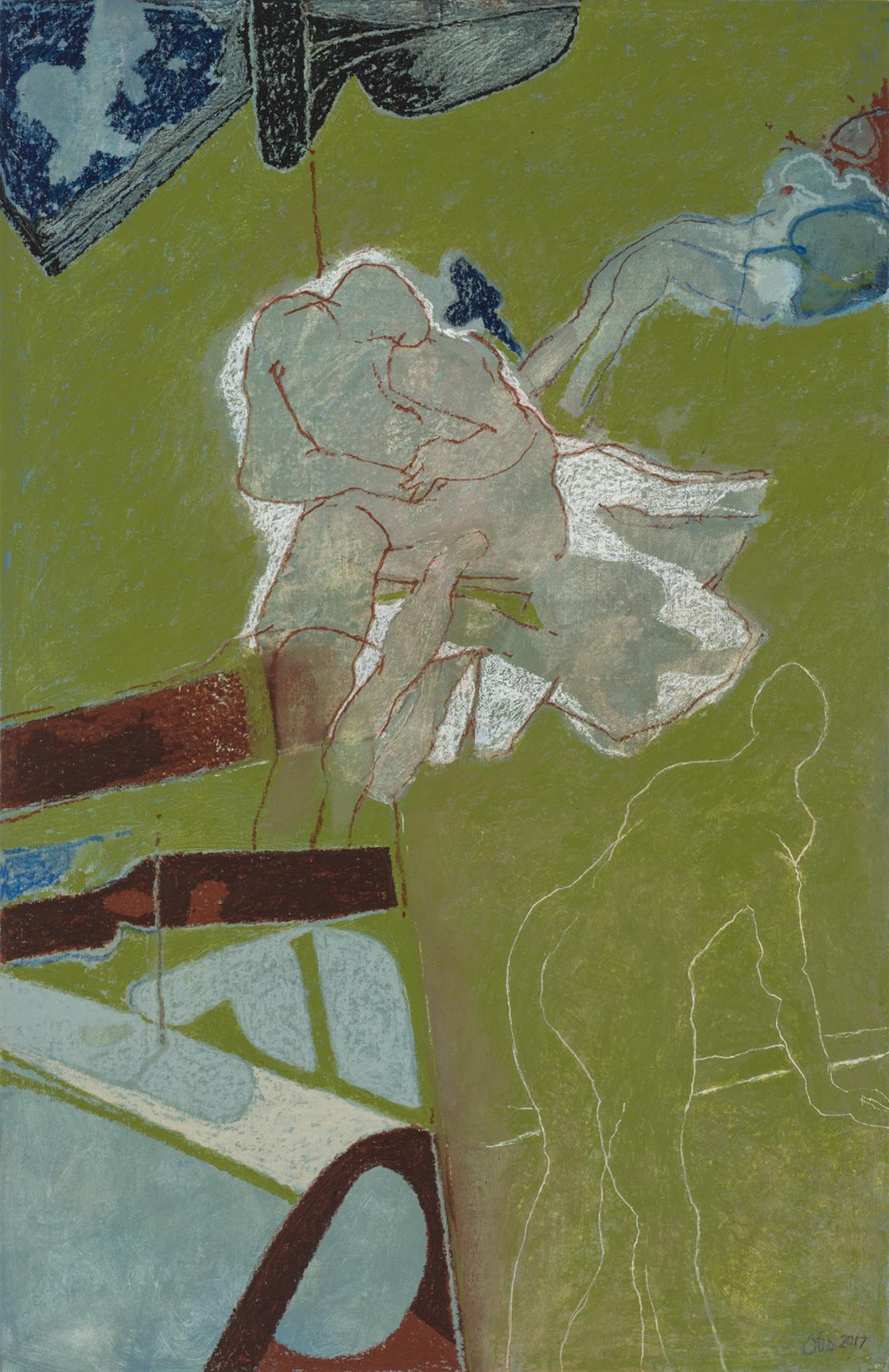 Otis Huband Nude Painting - Green Fields