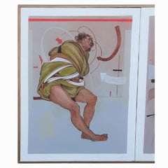 "The Glass Answer" Surreal Abstract Figurative Triptych Painting