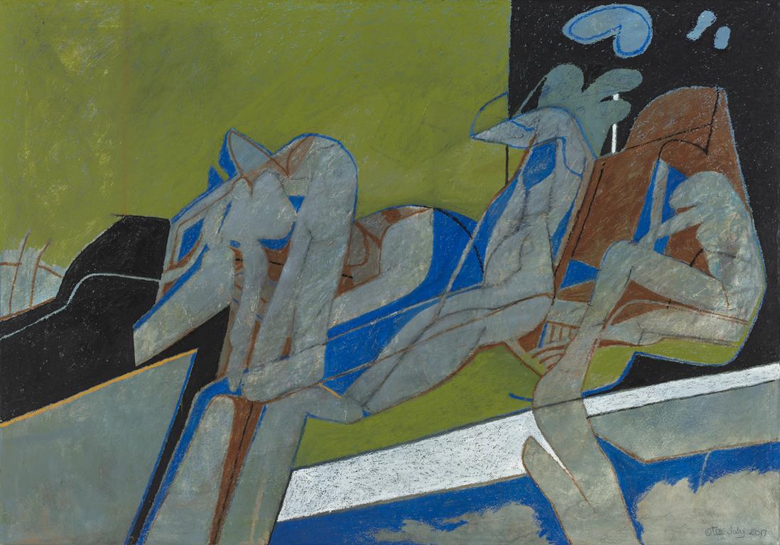 Otis Huband Abstract Painting - Three Figures