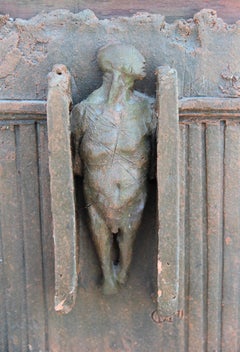 "The Cage" Abstract Clay and Wood Framed Sculpture