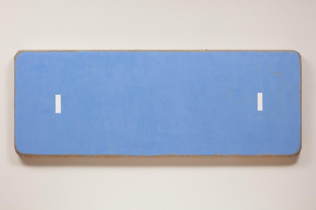 Otis Jones Abstract Painting - Blue with 2 Rectangles Far Apart