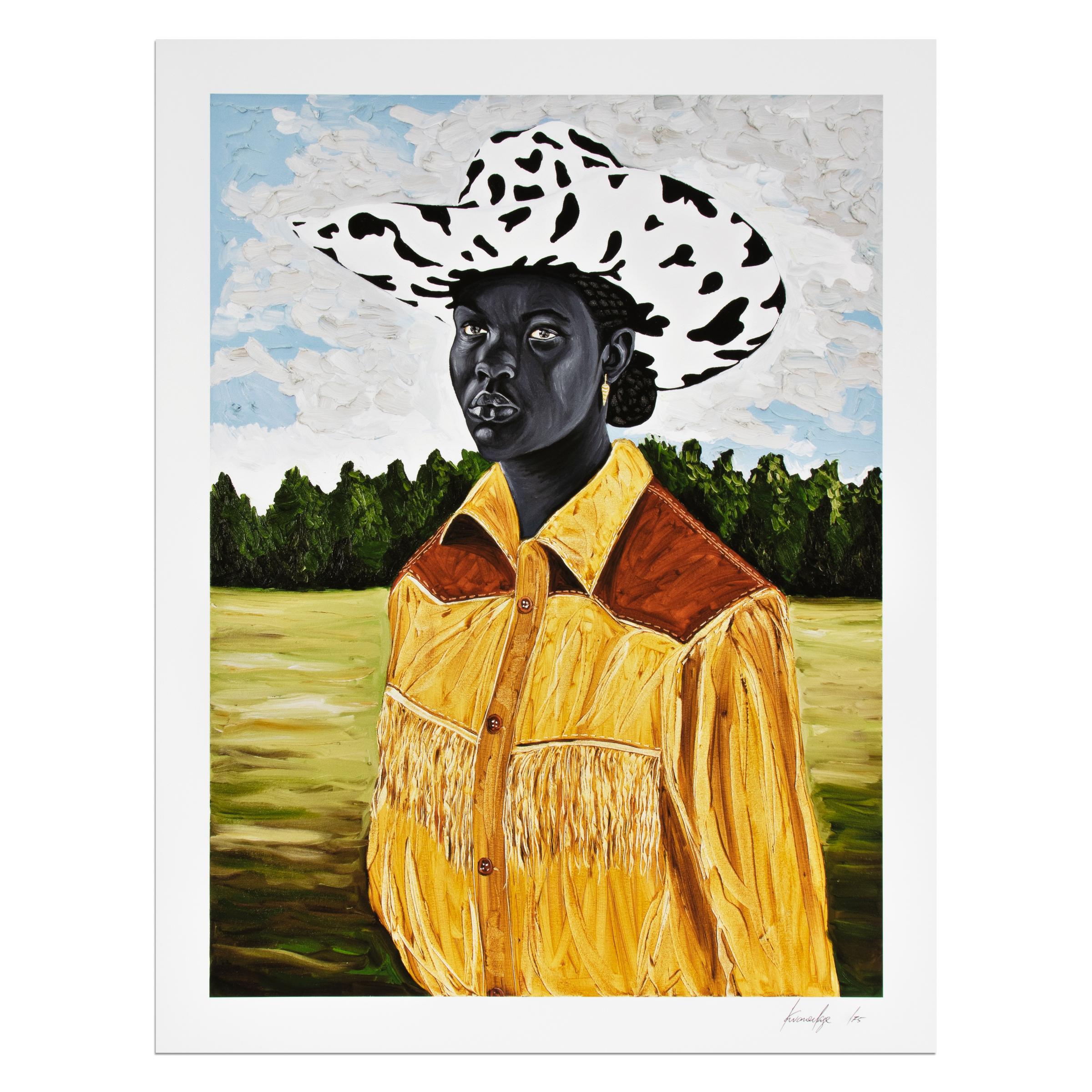 Otis Kwame Kye Quaicoe (Ghanaian, b. 1988)
Rancher, 2021
Medium: Archival pigment print on cotton paper
Dimensions: 90 x 70 cm (35 3/8 x 27 1/2 in)
Edition of 75 + 20 AP: Hand-signed and numbered
Condition: Mint