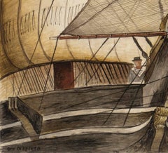 Sailing Ship of 1850s in San Francisco Bay - WPA Mural Study for Post Office