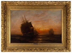 Antique Ships At Sunset
