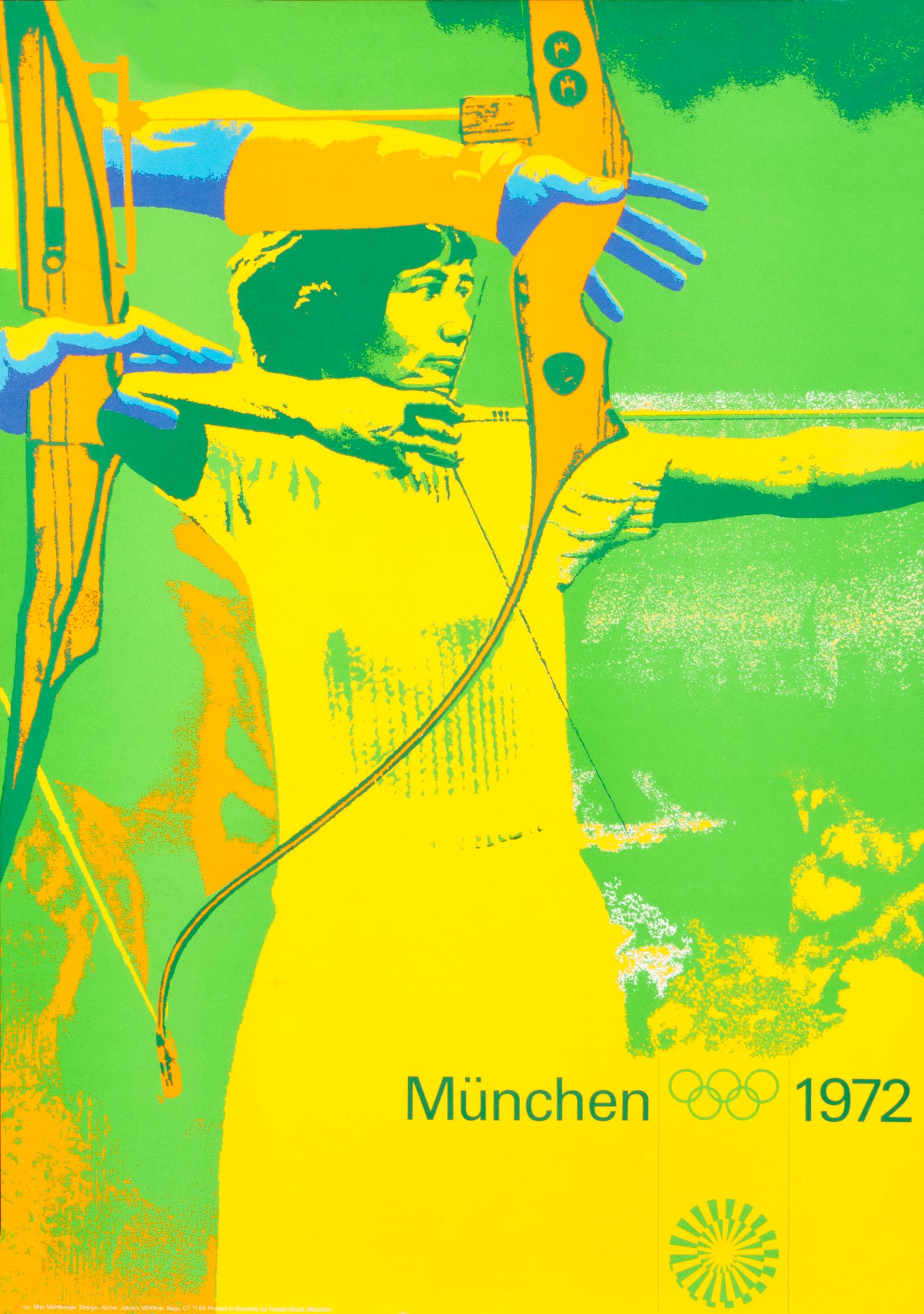 "Olympic Games 1972 - Archery" Munich Sports Original Vintage Poster - Print by Otl Aicher