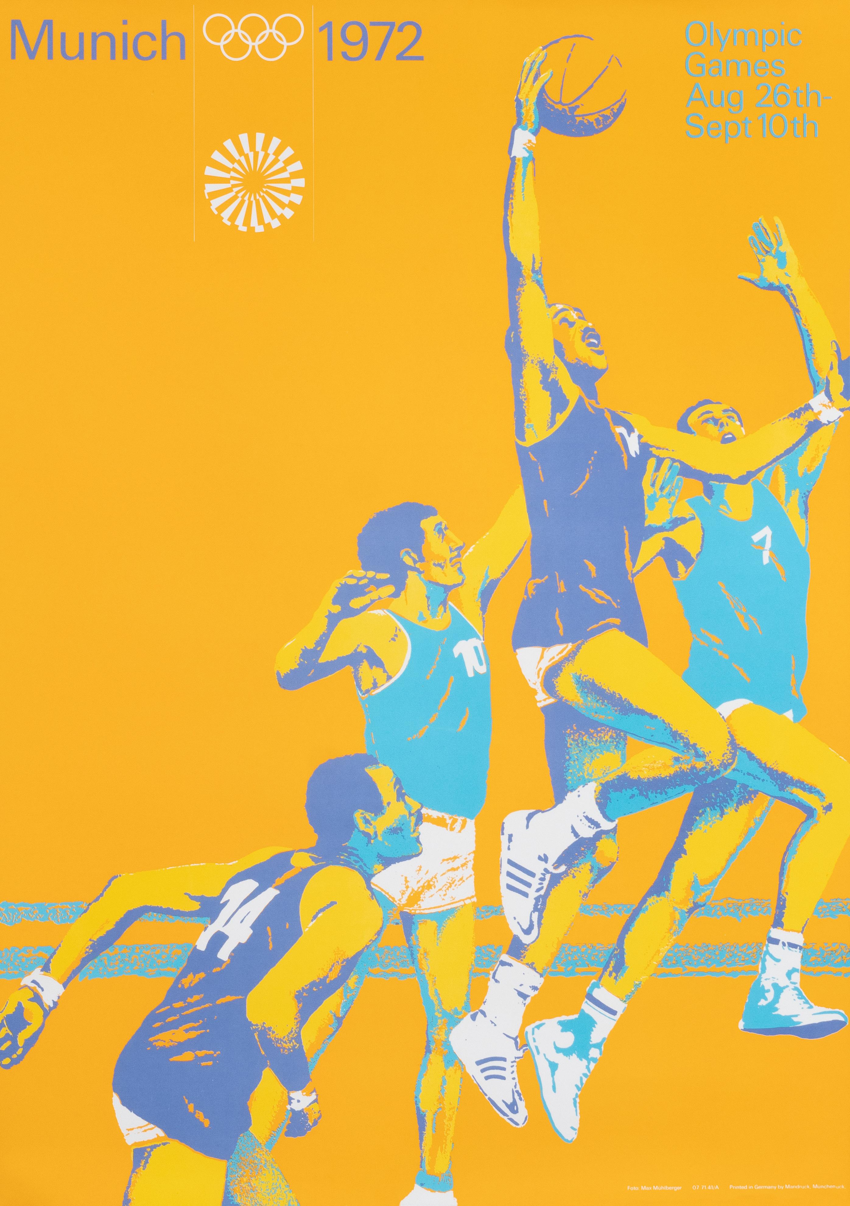 "Olympic Games 1972 - Basketball (small)" Munich Sports Original Vintage Poster - Print by Otl Aicher