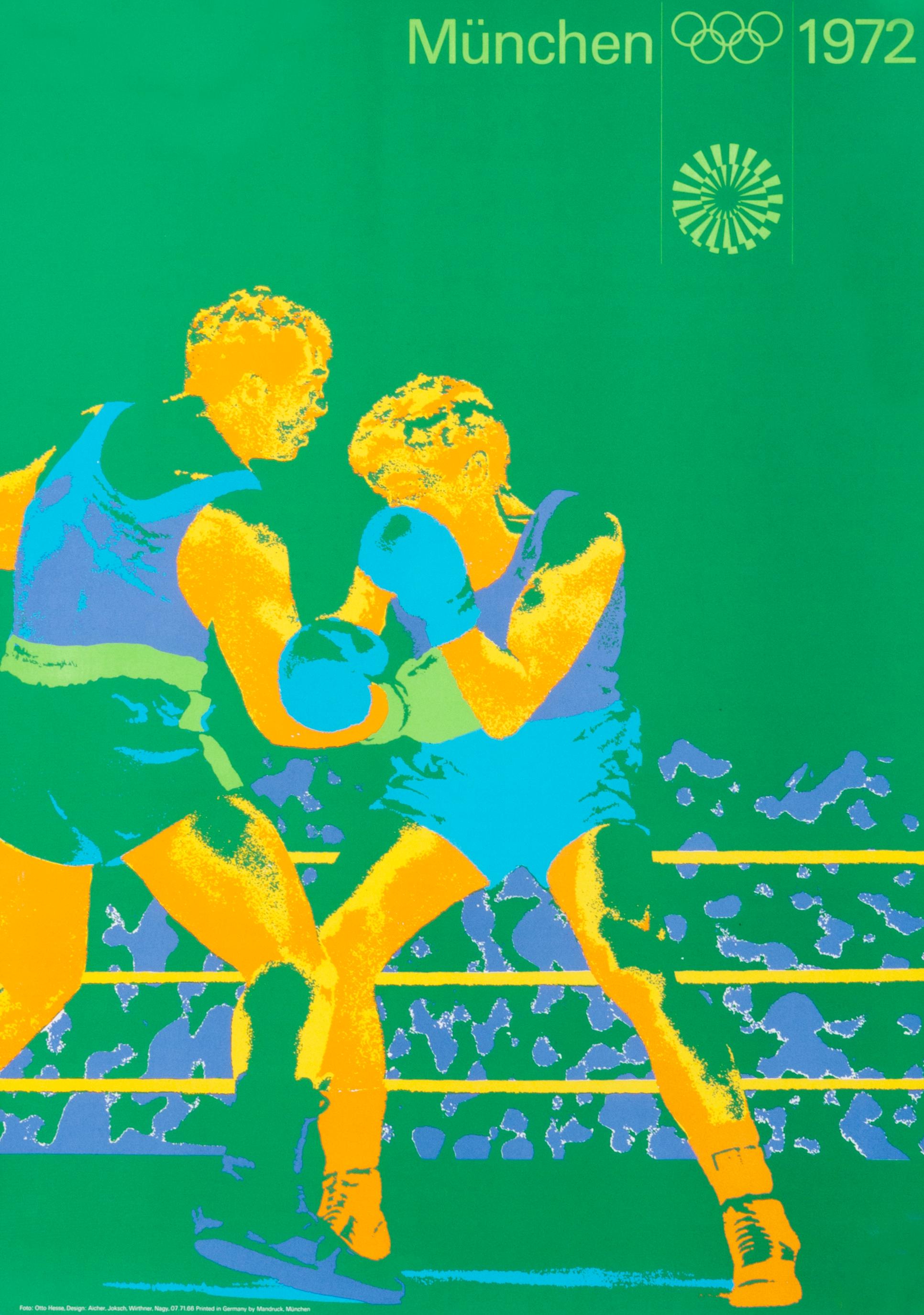 "Olympic Games 1972 - Boxing (small)" Munich Sports Original Vintage Poster - Print by Otl Aicher