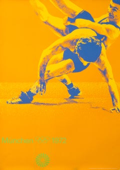 "Olympic Games 1972 - Men's Wrestling" Munich Sports Original Vintage Poster