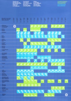 "Olympic Games 1972 - Venue Schedule" Munich Sports Original Vintage Poster