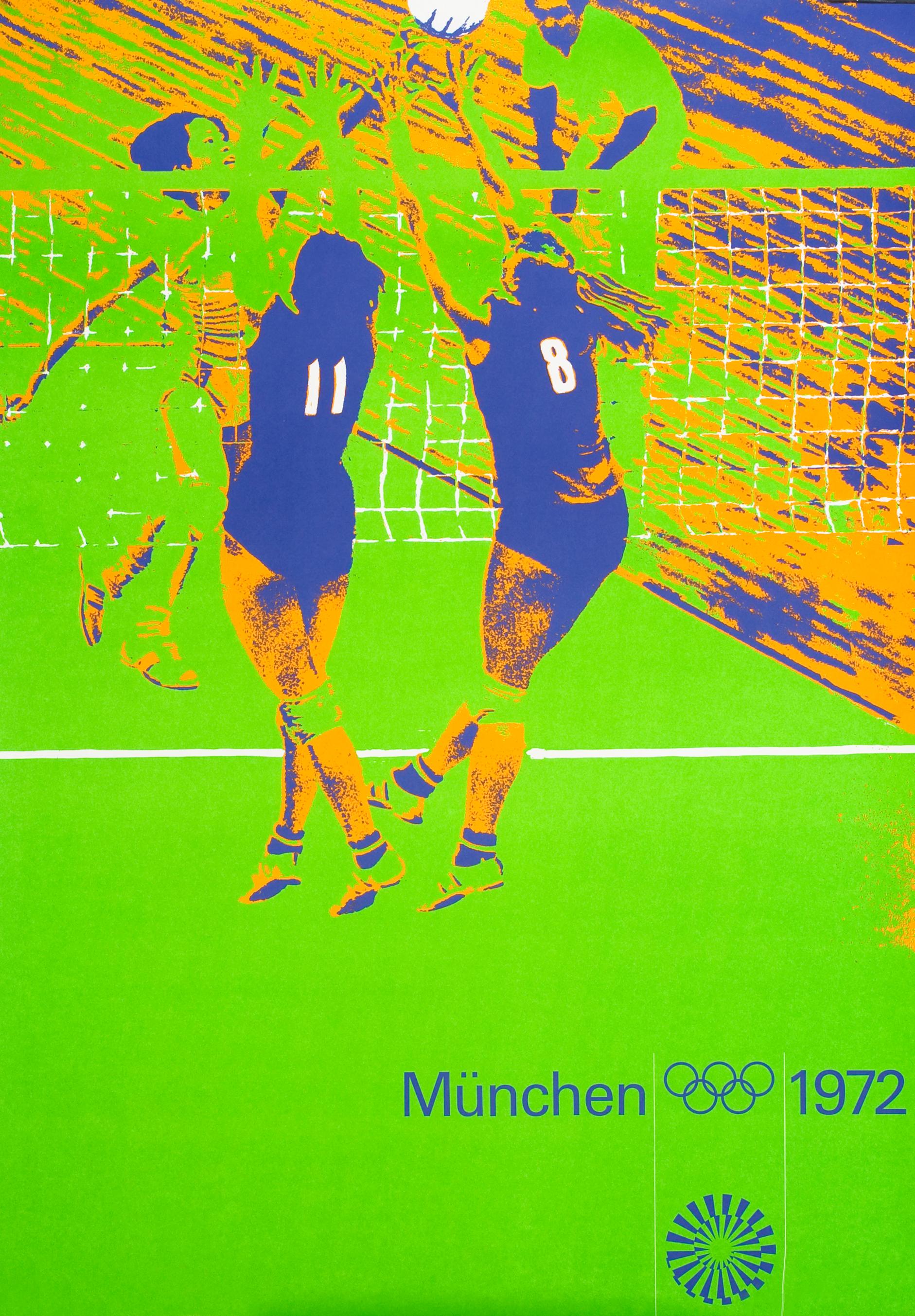 "Olympic Games 1972 - Volleyball" Munich Sports Original Vintage Poster - Print by Otl Aicher