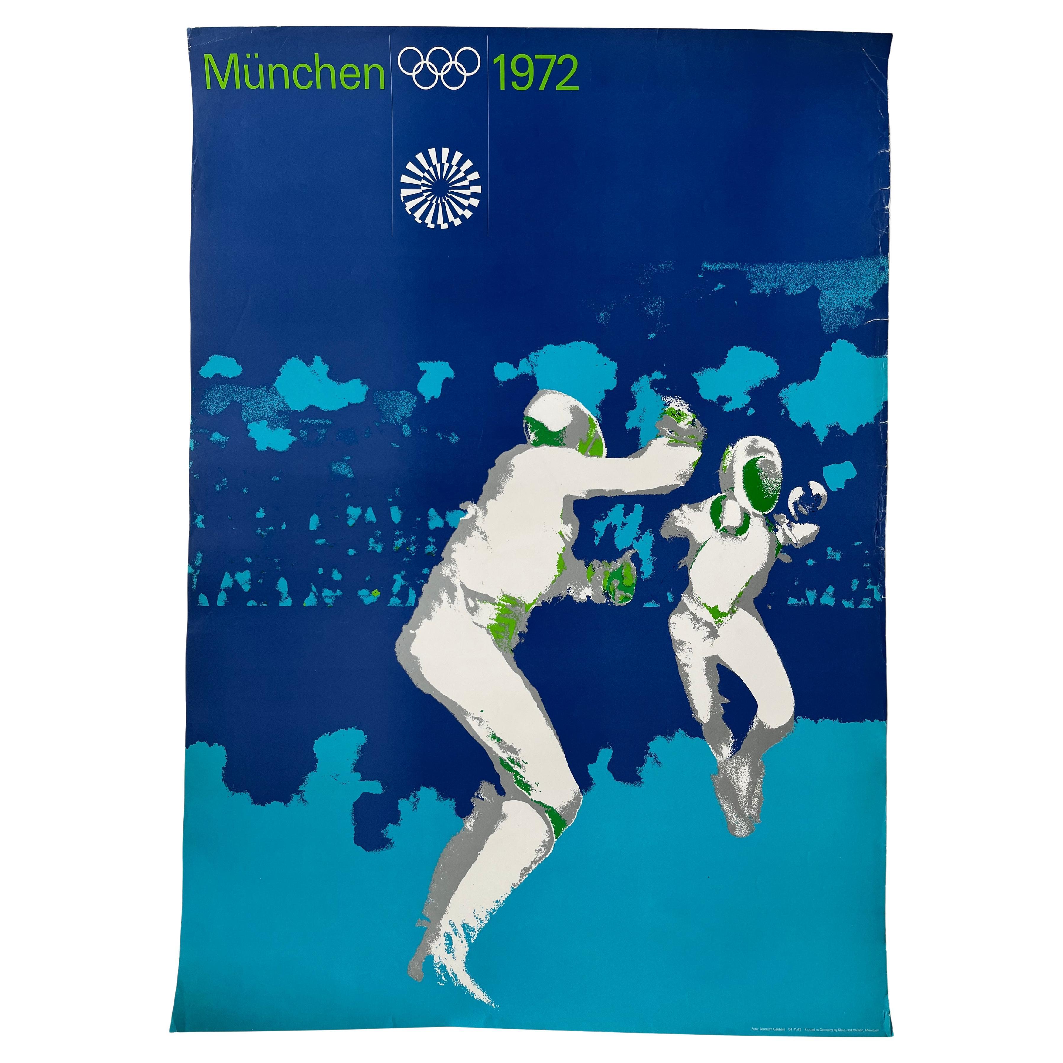 Otl Aicher Olympic Games Munich 1972, Fencing Sport, Original Poster For Sale