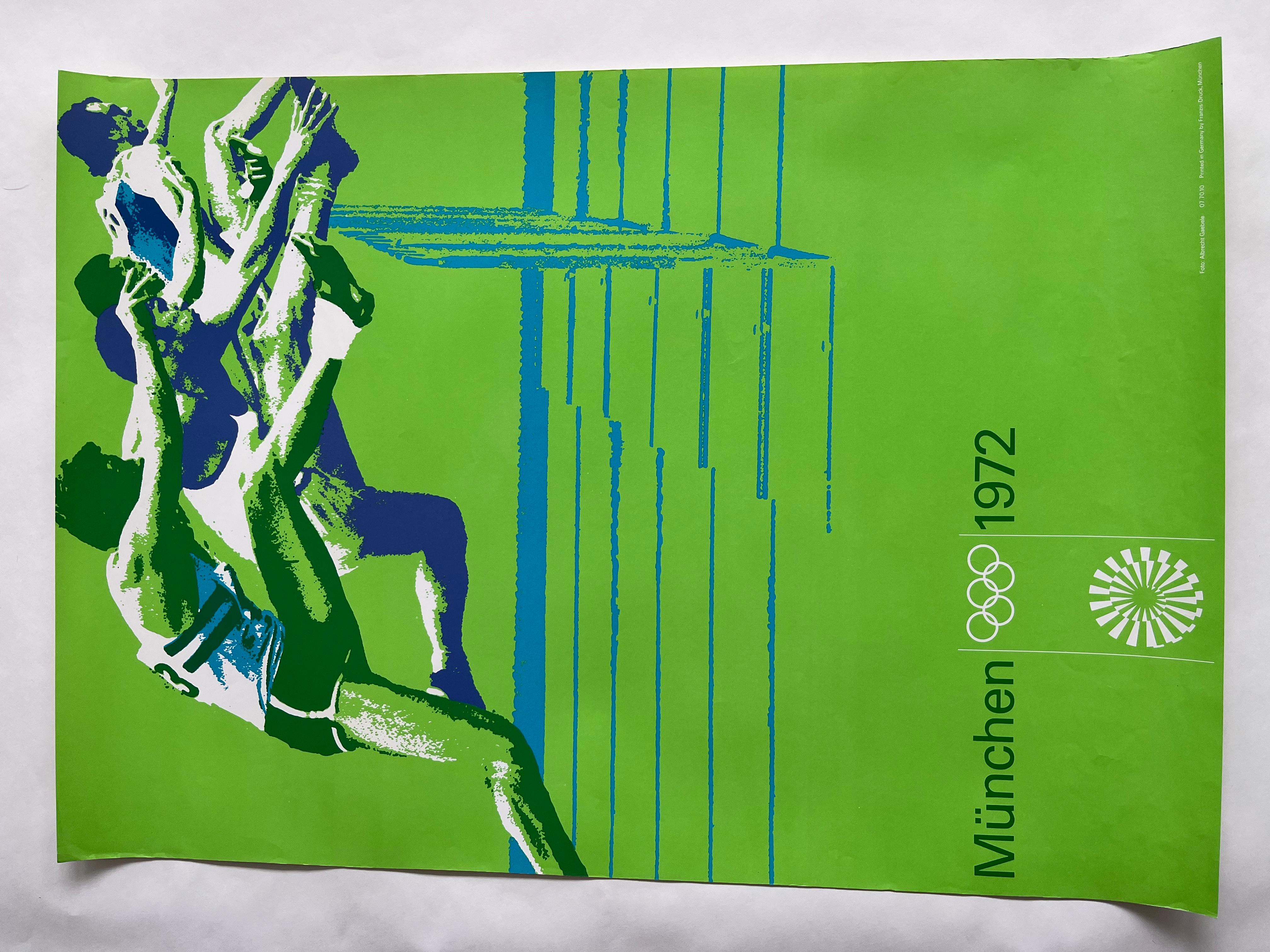 German Otl Aicher Olympic Games Munich 1972, Running over Obstacles, Original Poster For Sale