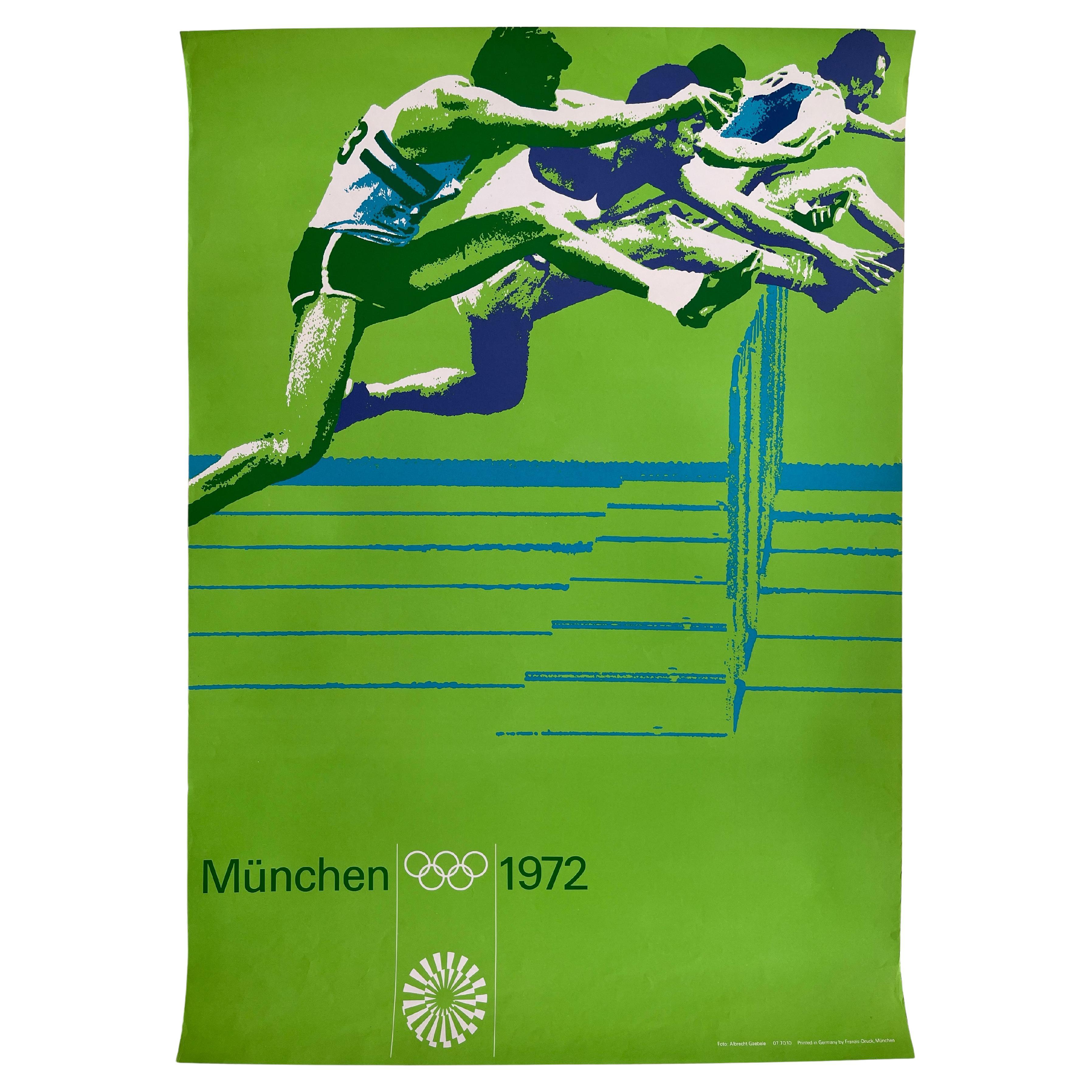 Otl Aicher Olympic Games Munich 1972, Running over Obstacles, Original Poster