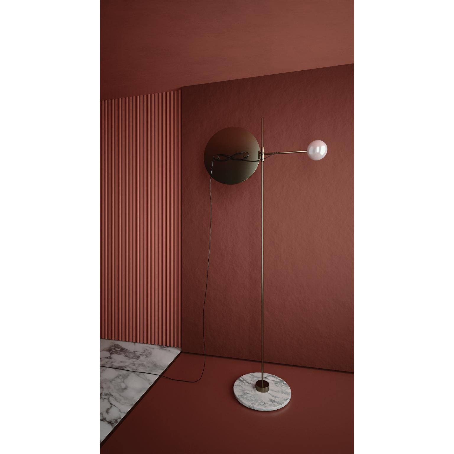 Oto Floor Lamp by Laboratorio
Dimensions: Ø 80 x H 190 cm.
Materials: Satin/galvanized steel and marble.

Different marble and metal options are available. All our lamps can be wired according to each country. If sold to the USA it will be wired for