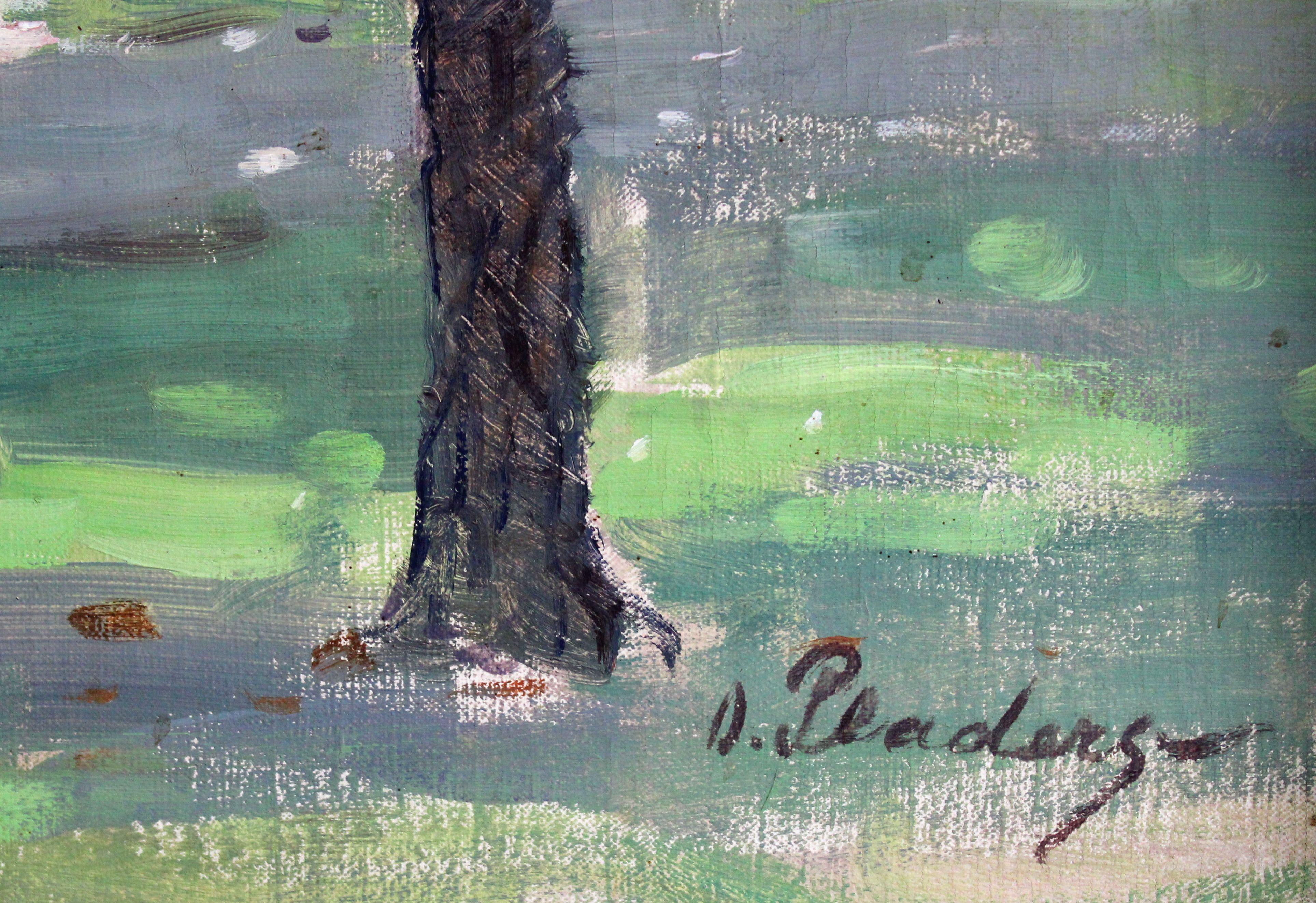 Ländlicher Yard im Frühling. Öl auf Leinwand, 74x96 cm, Öl (Realismus), Painting, von Oto Plader