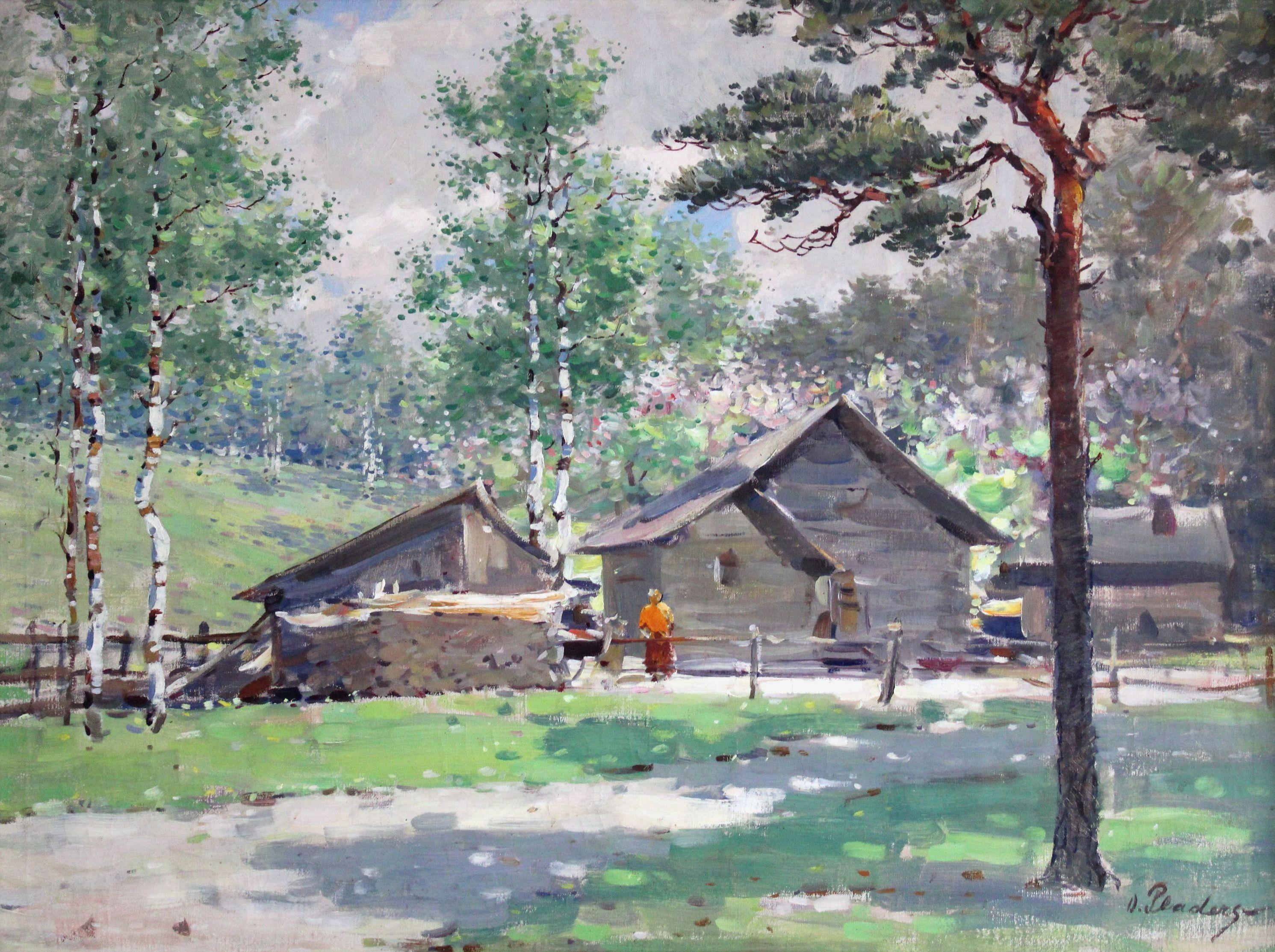 Country yard in spring. Oil on canvas, 74x96 cm