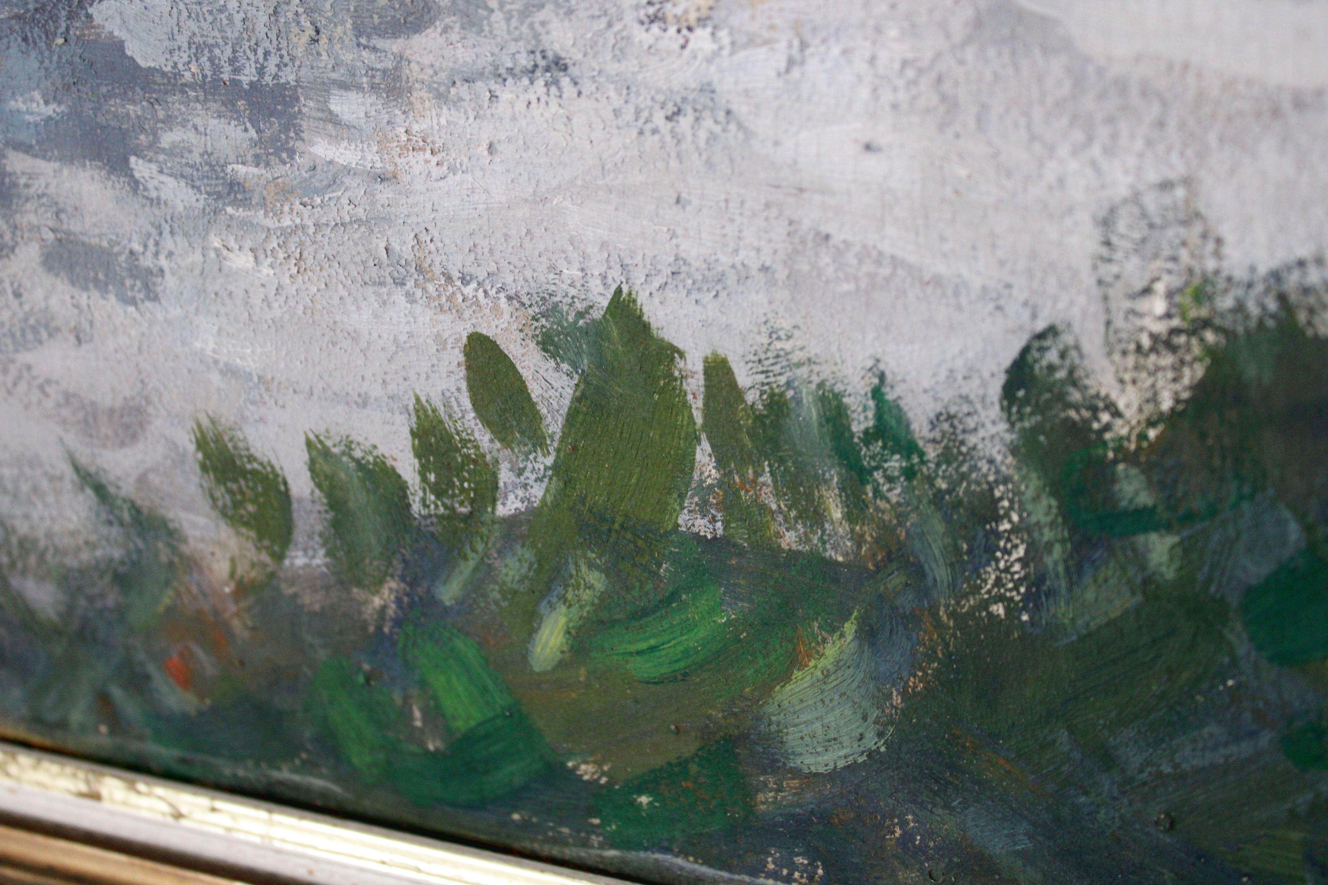 Landschaft. 1942, Pappe, Öl, 50x69,5 cm im Angebot 3