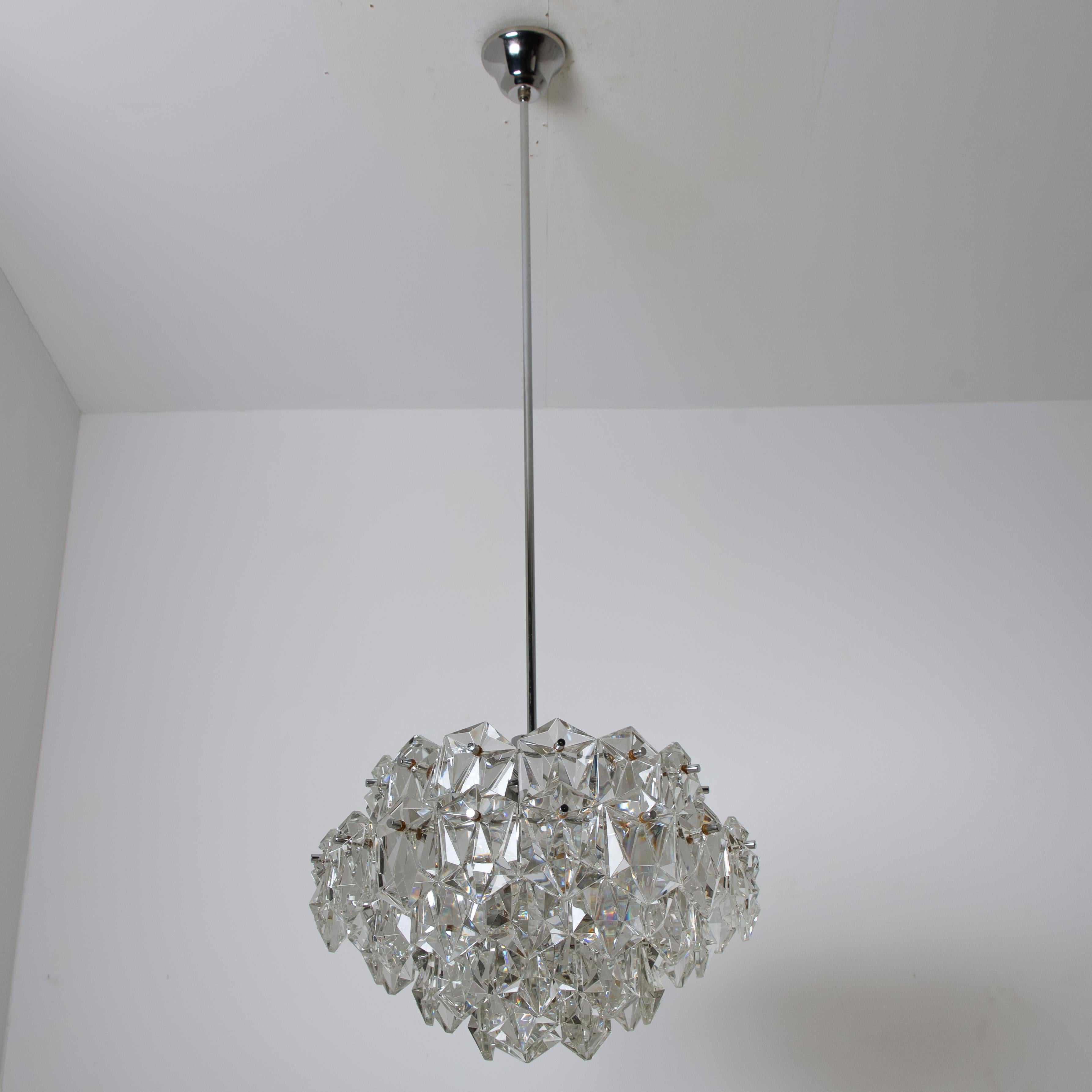 OTT Chrome and Crystal Chandelier, 1970s For Sale 4