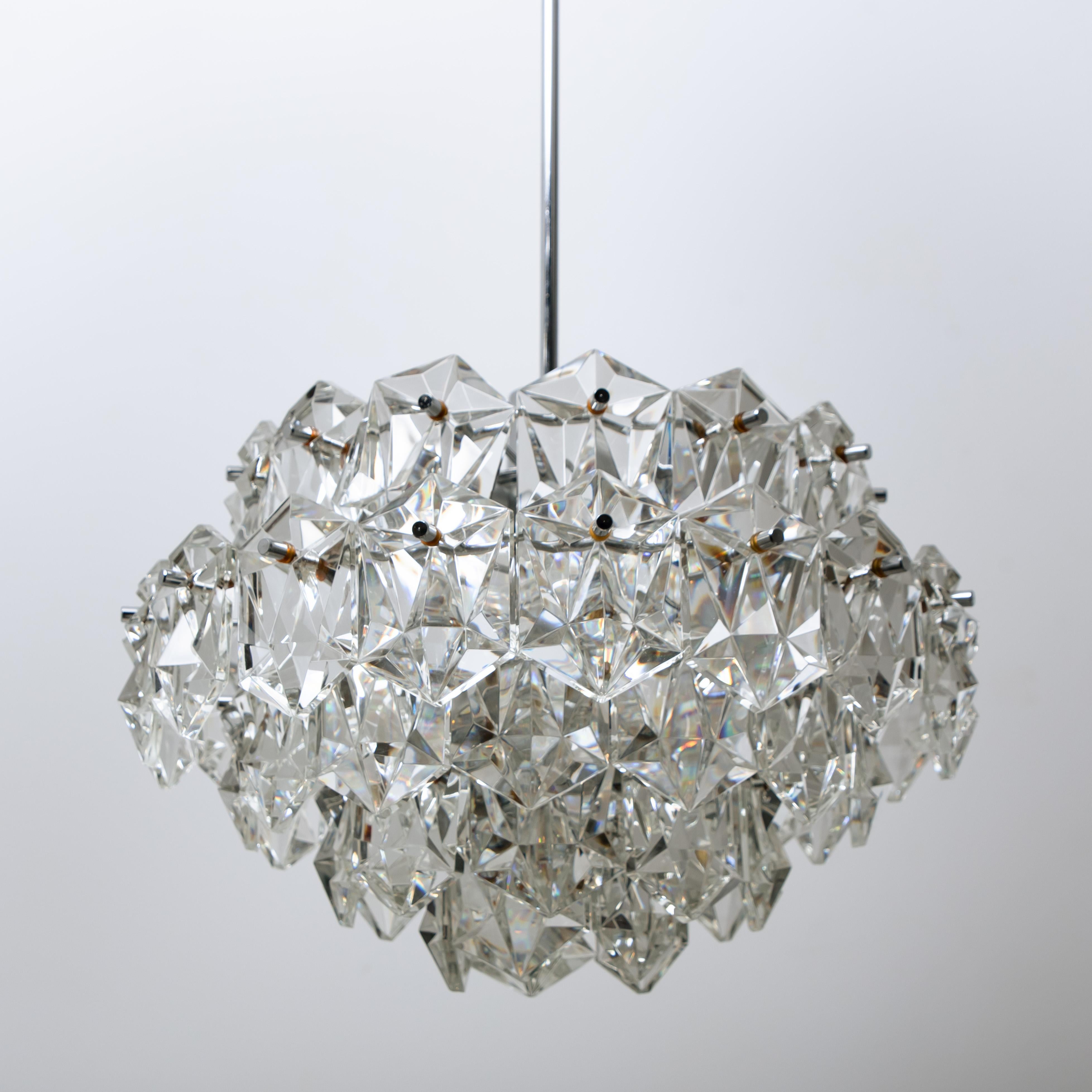 OTT Chrome and Crystal Chandelier, 1970s For Sale 5