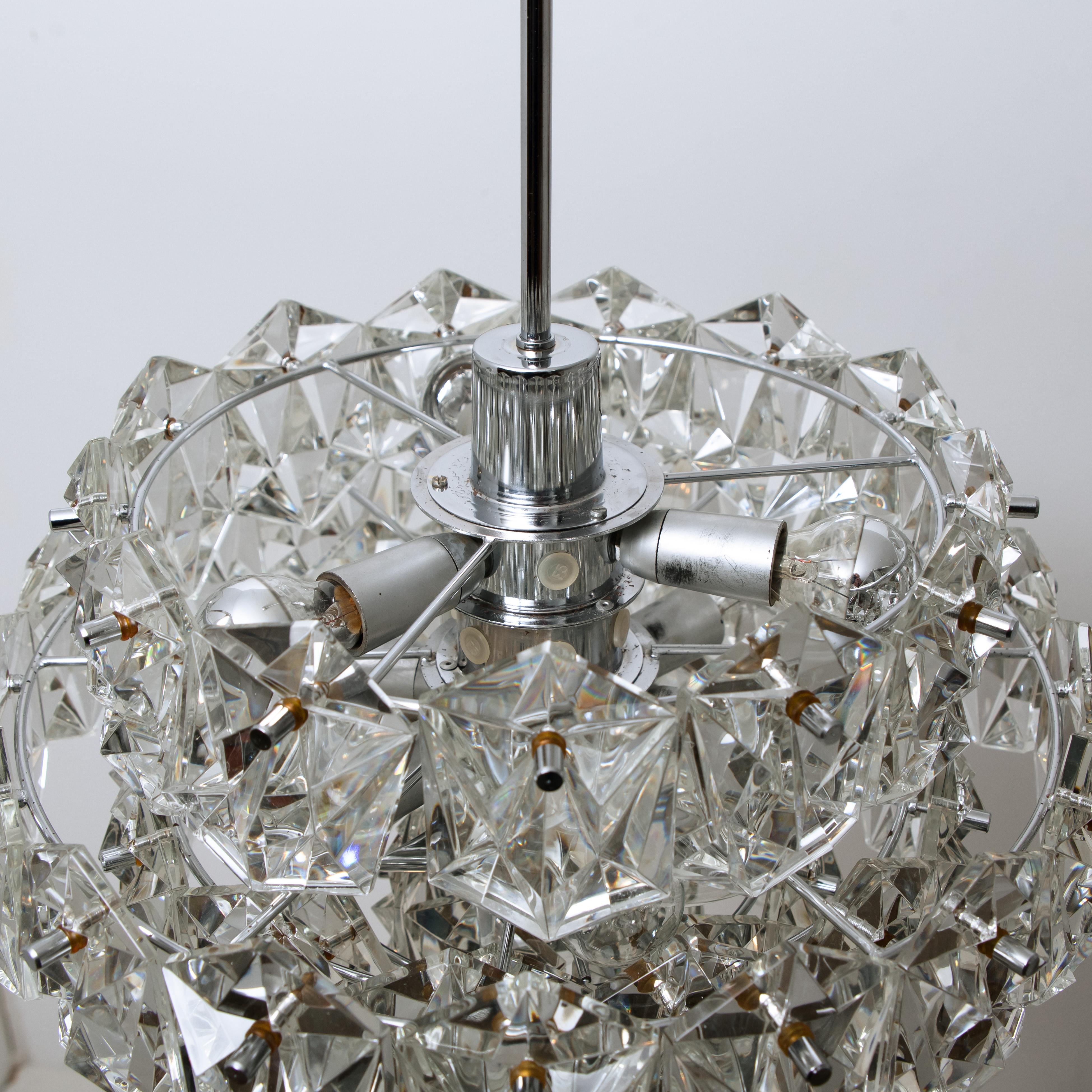 OTT Chrome and Crystal Chandelier, 1970s For Sale 8