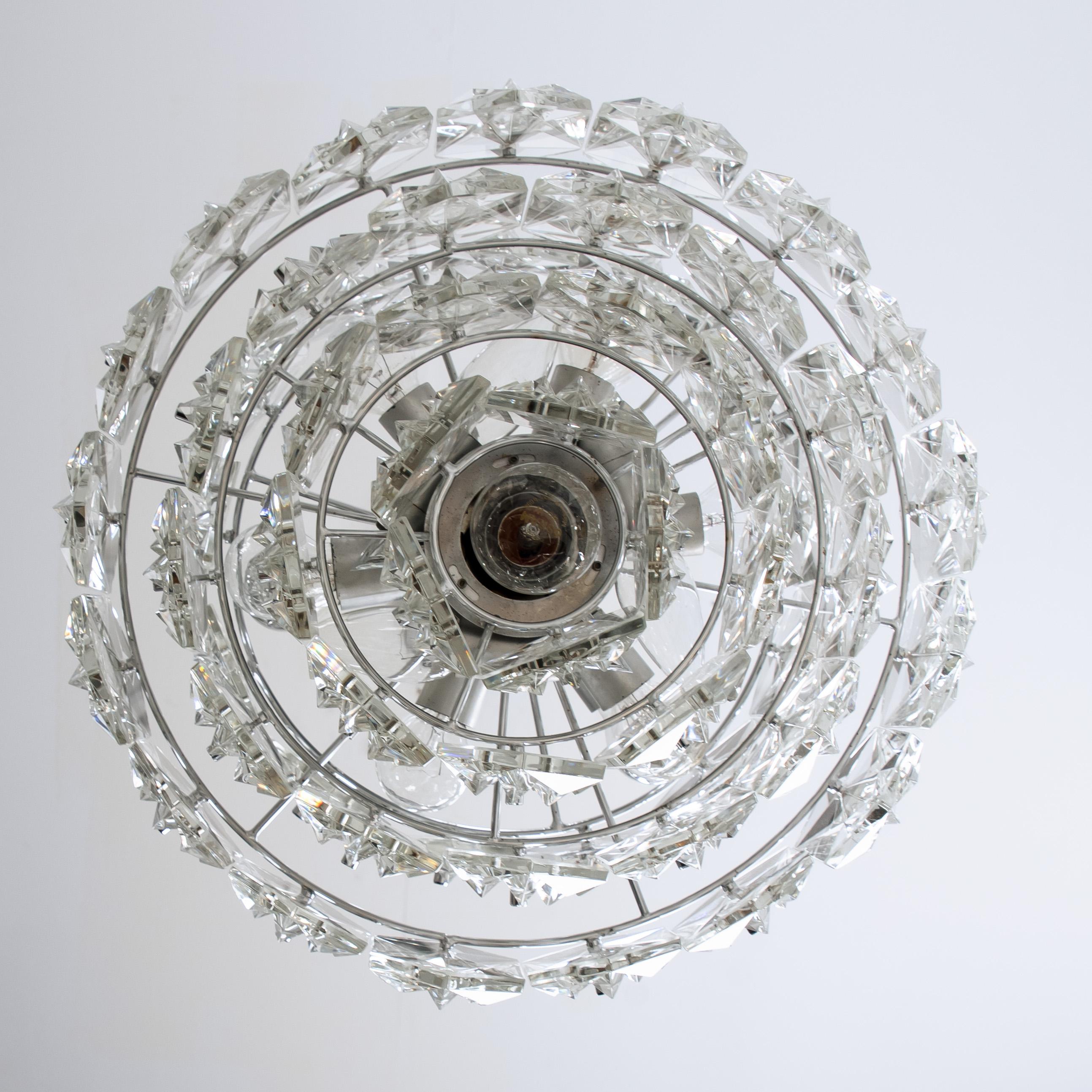 OTT Chrome and Crystal Chandelier, 1970s For Sale 9