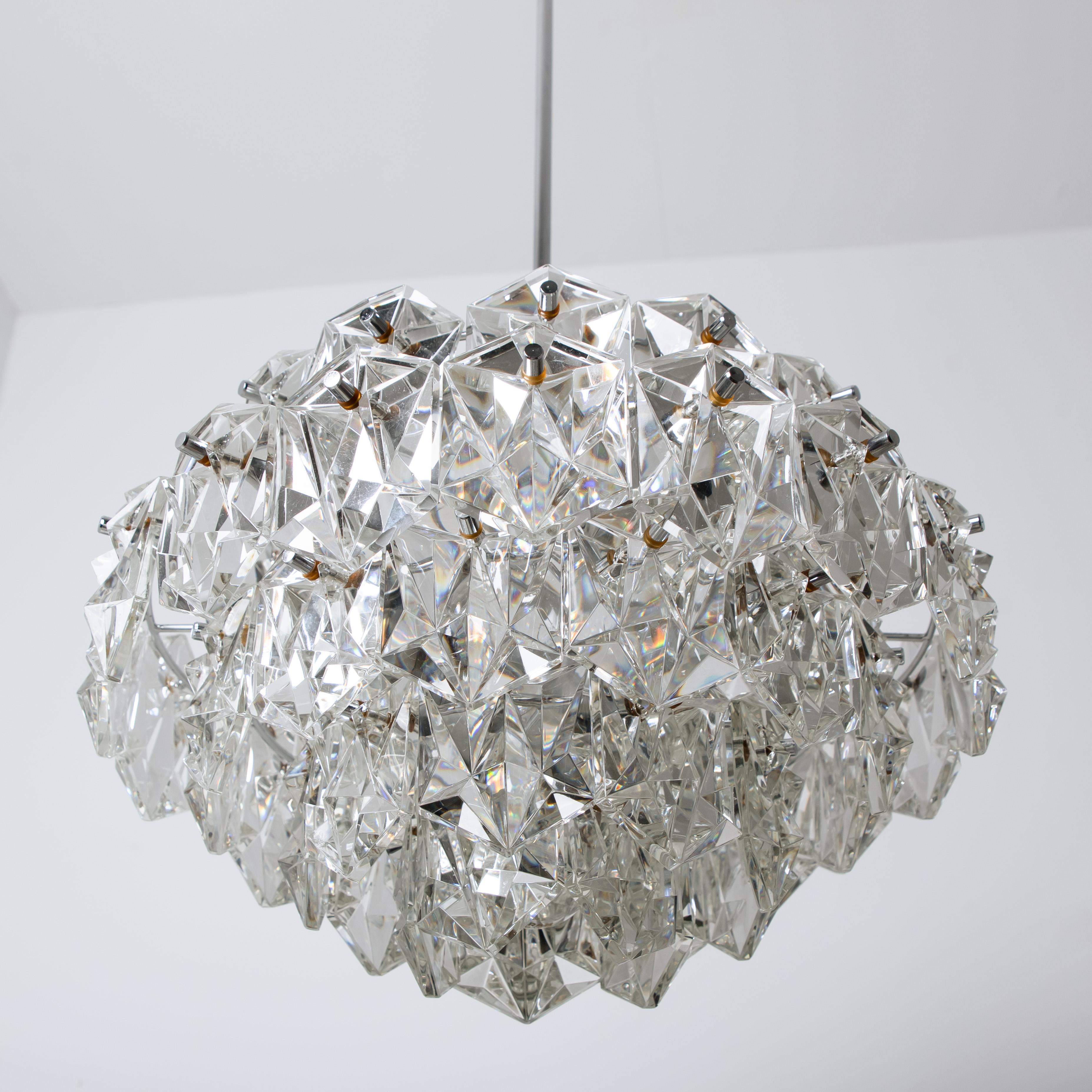 OTT Chrome and Crystal Chandelier, 1970s For Sale 10