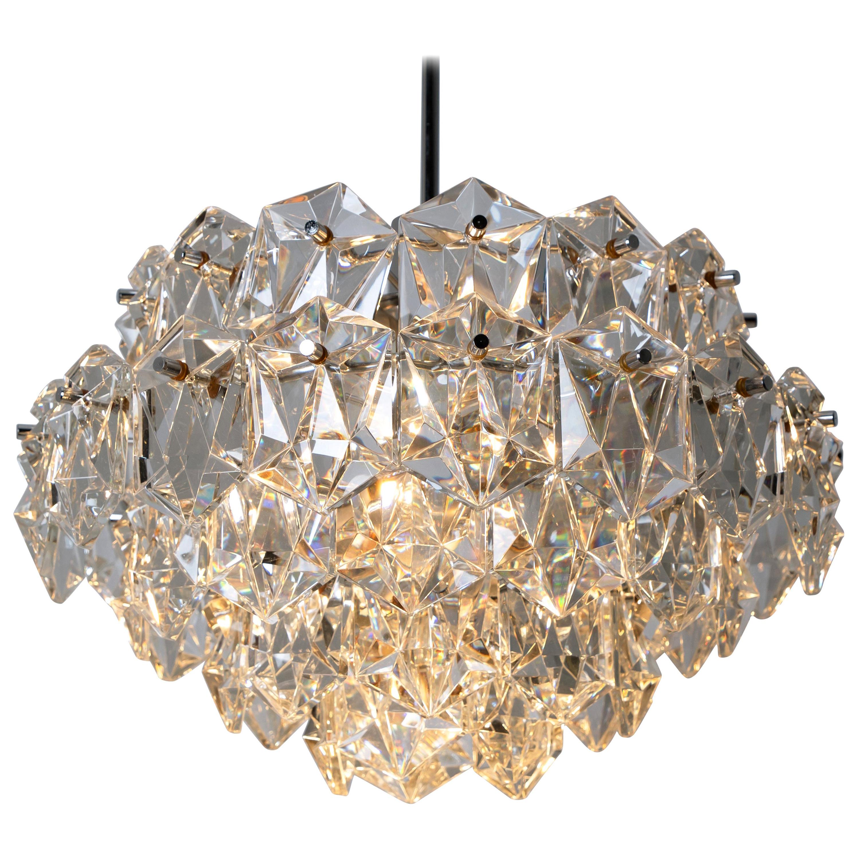 OTT Chrome and Crystal Chandelier, 1970s For Sale