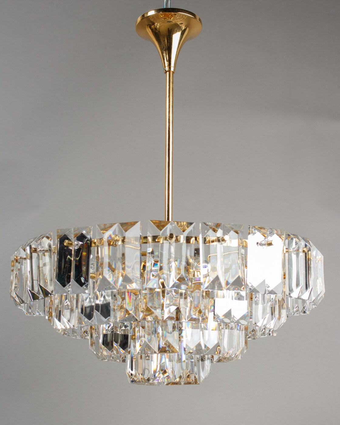 Cast OTT Crystal Chandelier, Germany, 1970 For Sale