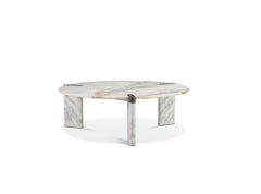 Ottanta Coffee Table Calacatt Gold Marble Top & Burnished Brass Made in Italy
