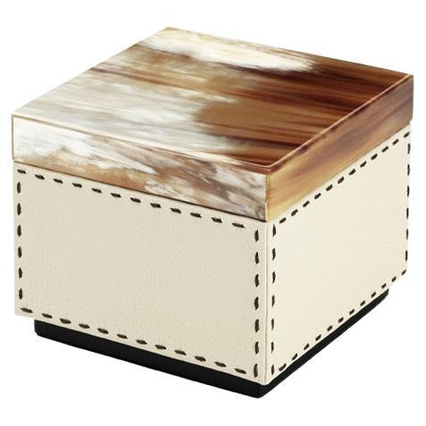 Ottavia Box in Pebbled Leather with Lid in Corno Italiano, Mod. 4466