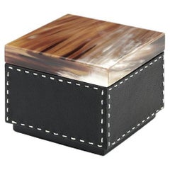 Ottavia Box in Pebbled Leather with Lid in Corno Italiano, Mod. 4467